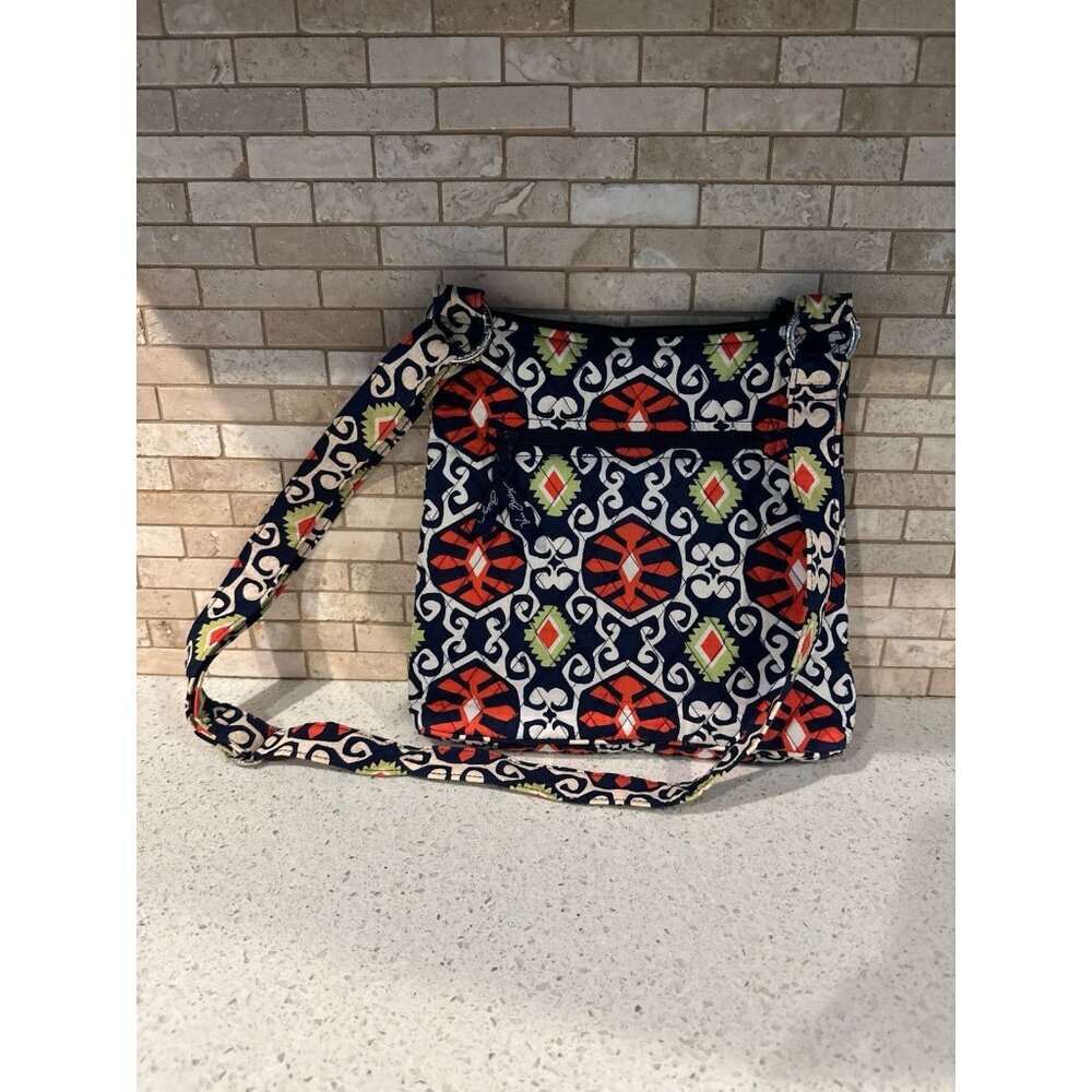 VERA BRADLEY Bowler Over the Shoulder Purse . Orange, Blue Green.